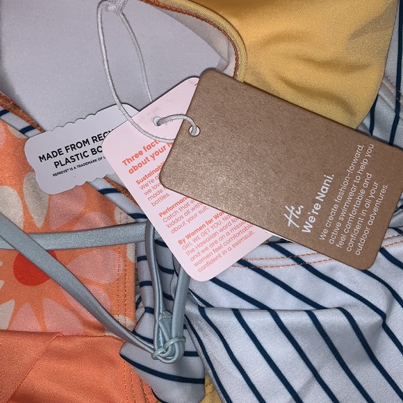 Nani Swimwear Floral and Stripe Center Cutout One Piece Swimsuit Size XL - Picture 5 of 7